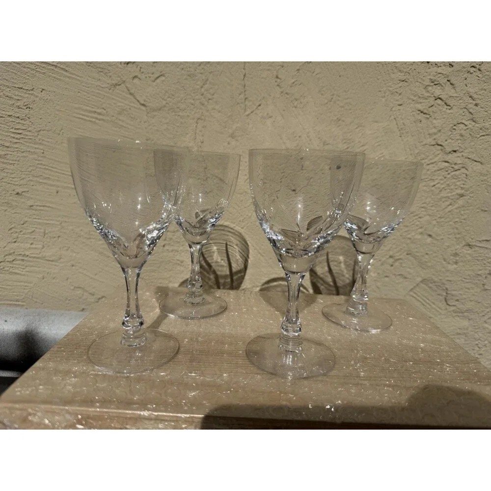 SET OF 7- Fostoria Crystal Chapel Bells Wine Glass 5 1/4" - Picture 1 of 3